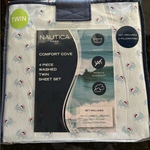 Nautica Comfort Cove Twin Sheet Set - Blue and White